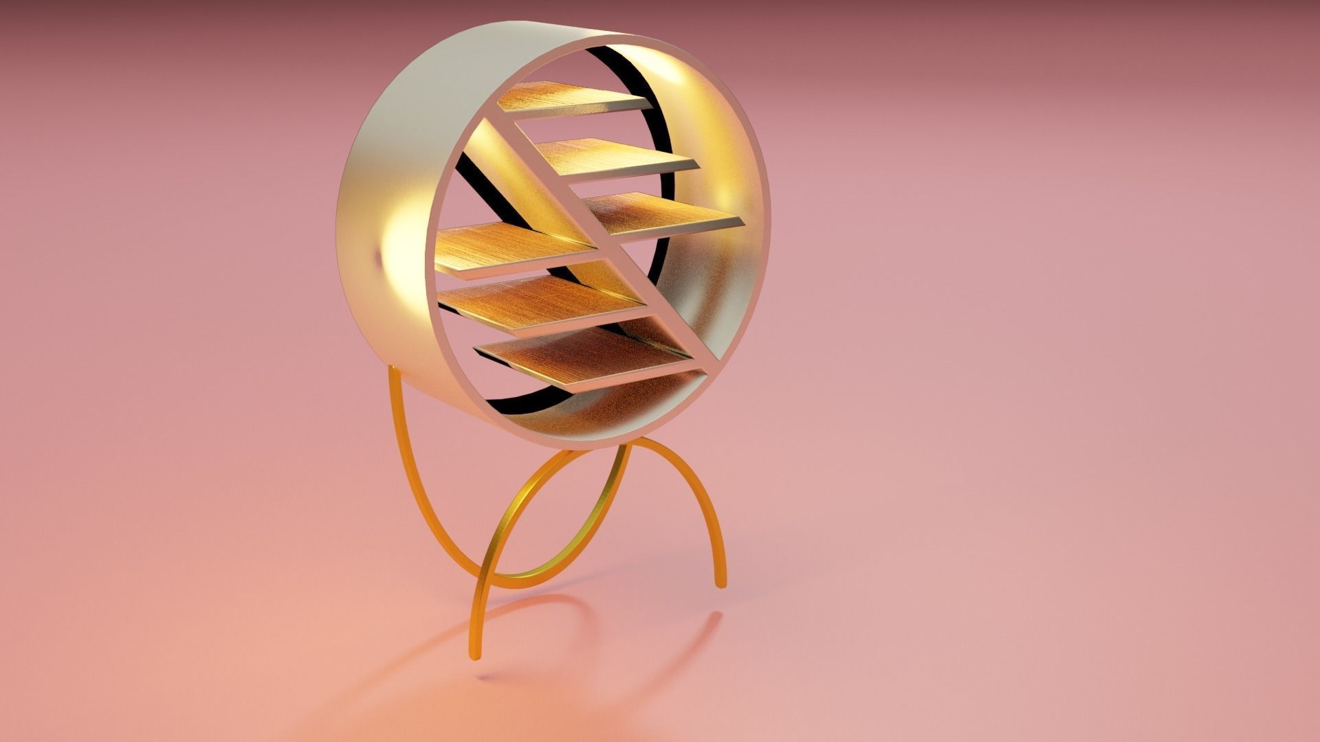 shelf-A01 book shelf with circular shape Free 3D model_6