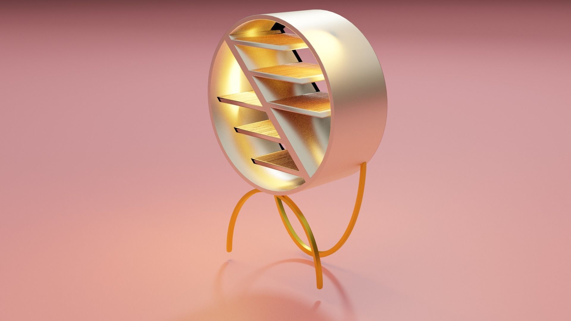 shelf-A01 book shelf with circular shape Free 3D model_4