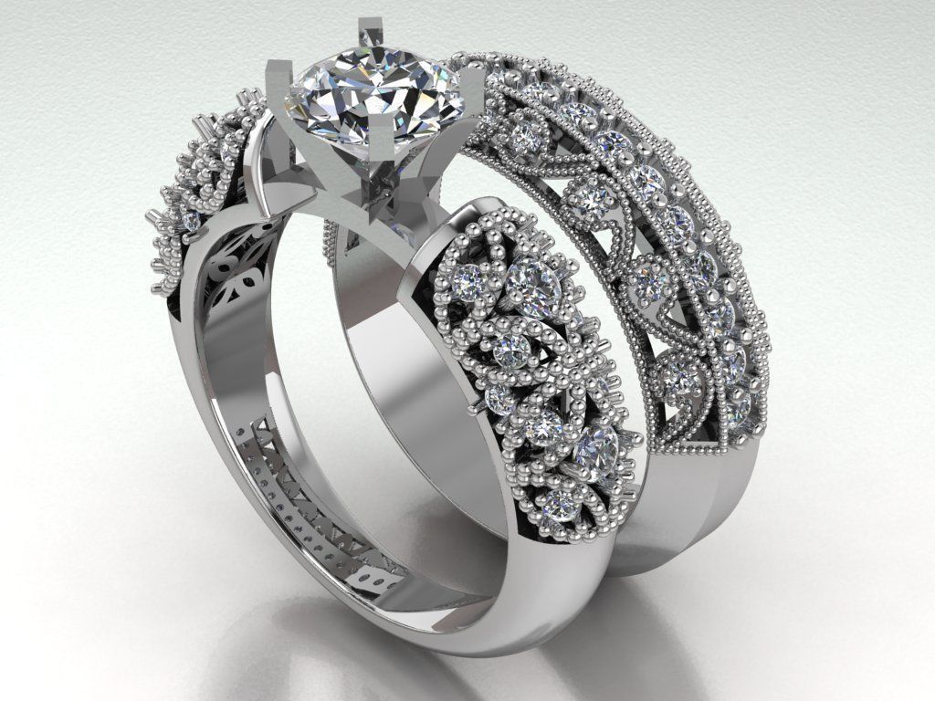 solitaire ring set 3D print model_8