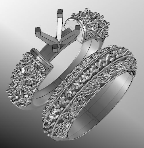 solitaire ring set 3D print model_6