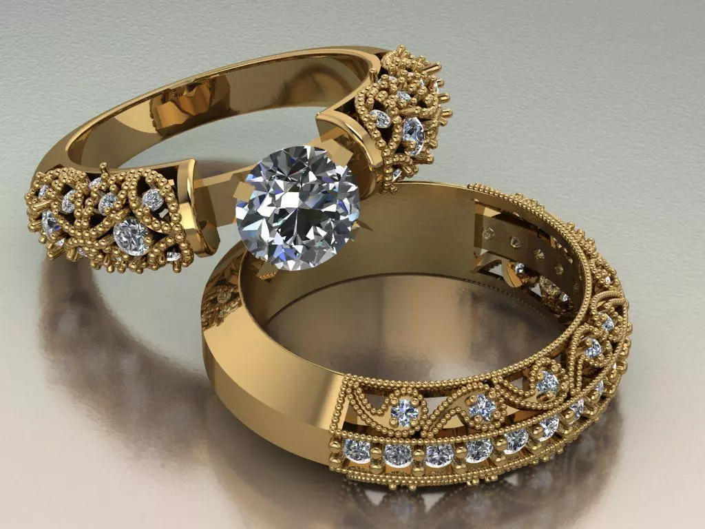 solitaire ring set 3D print model_0