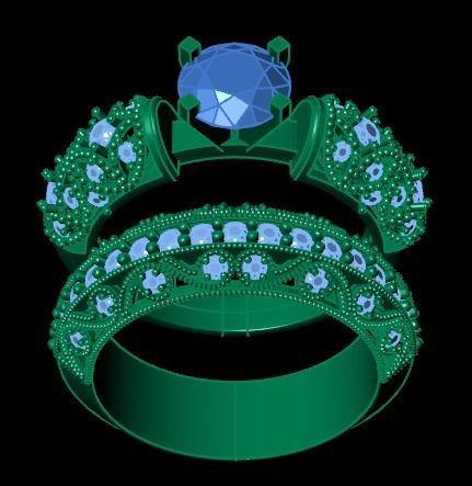 solitaire ring set 3D print model_35