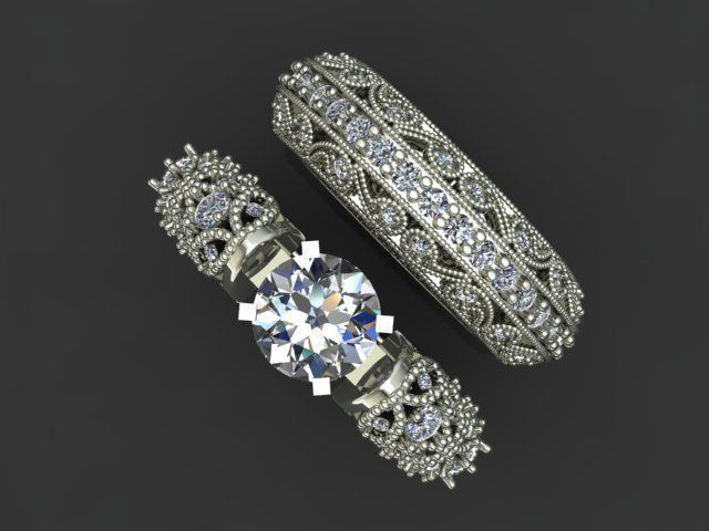 solitaire ring set 3D print model_40