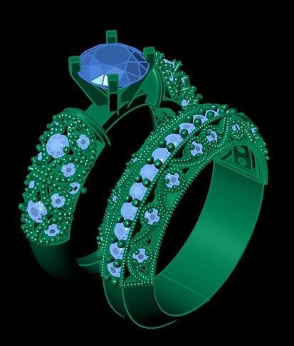 solitaire ring set 3D print model_33