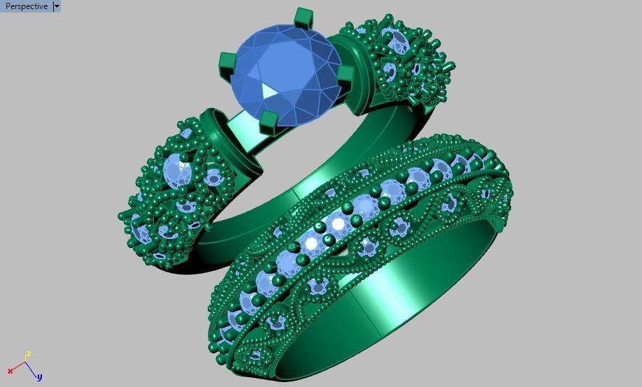 solitaire ring set 3D print model_20