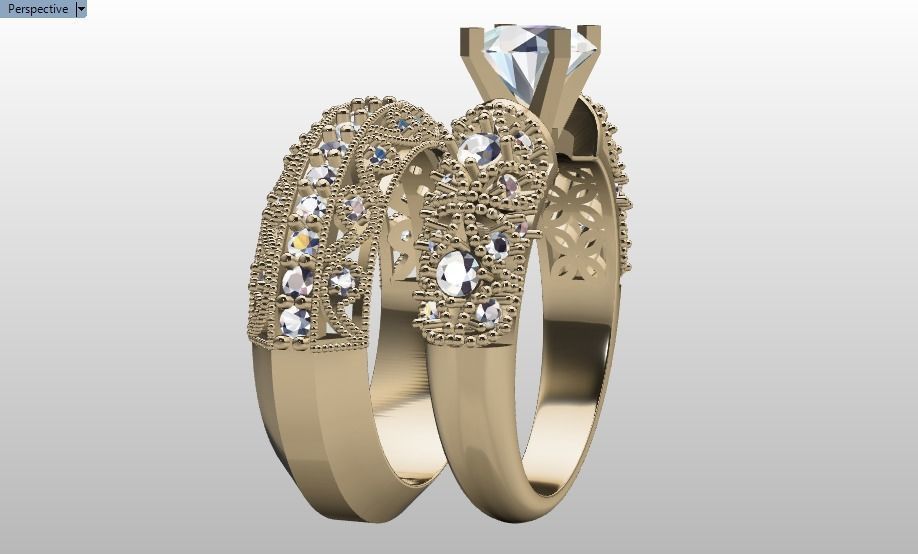 solitaire ring set 3D print model_30