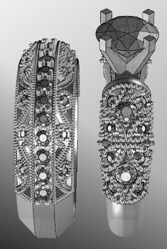 solitaire ring set 3D print model_42