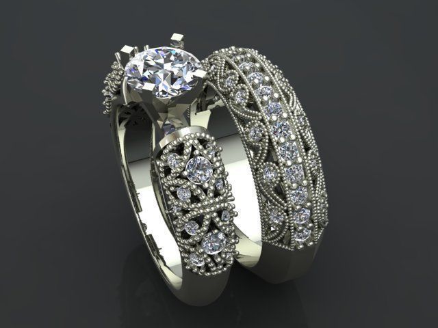 solitaire ring set 3D print model_36