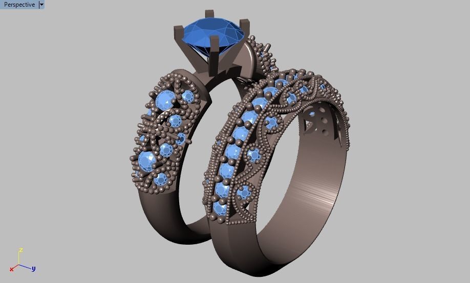 solitaire ring set 3D print model_26