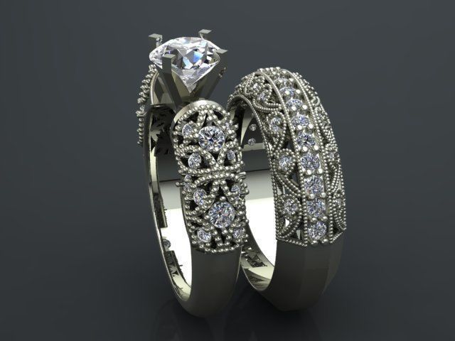 solitaire ring set 3D print model_24