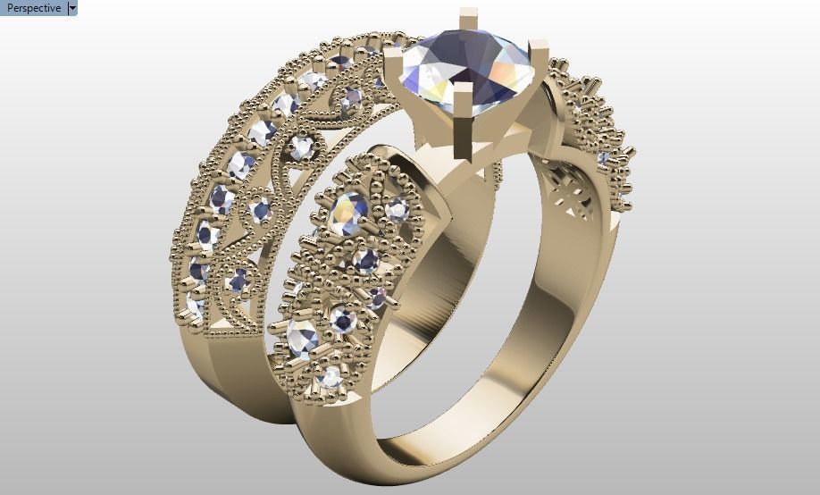 solitaire ring set 3D print model_29