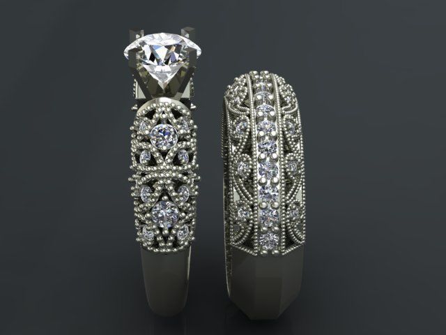 solitaire ring set 3D print model_38