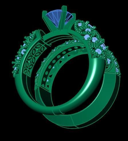 solitaire ring set 3D print model_5