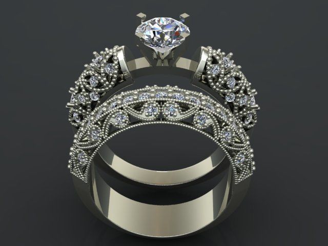 solitaire ring set 3D print model_12