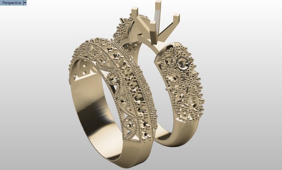 solitaire ring set 3D print model_31