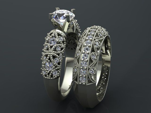solitaire ring set 3D print model_32