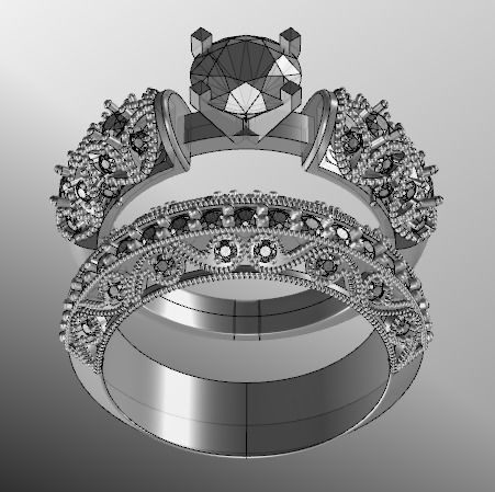 solitaire ring set 3D print model_41