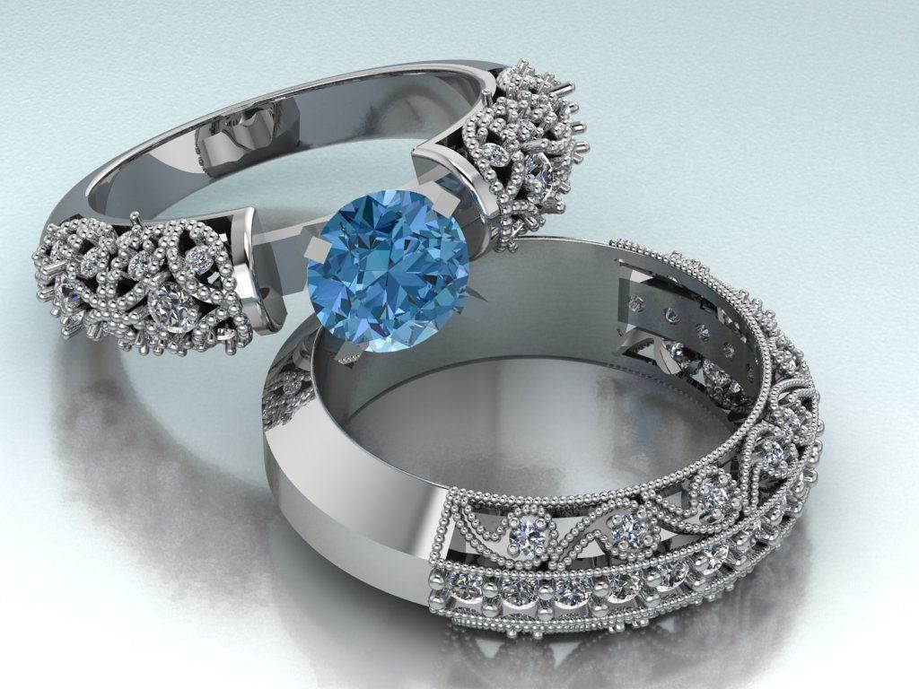 solitaire ring set 3D print model_14