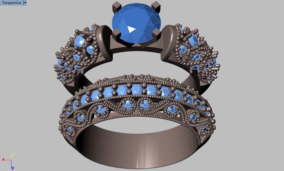 solitaire ring set 3D print model_27