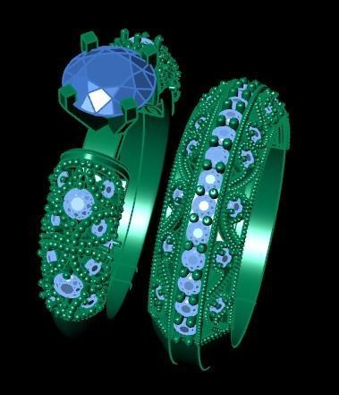 solitaire ring set 3D print model_25