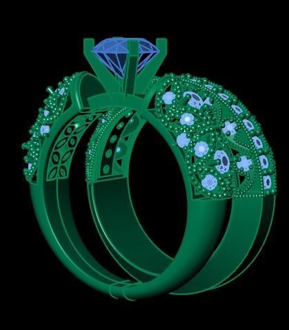solitaire ring set 3D print model_39