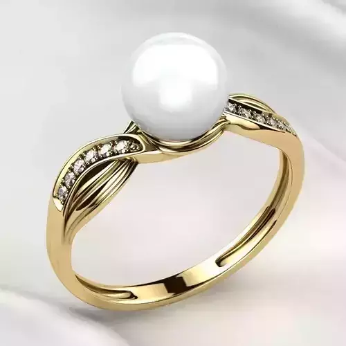 Single Pearl Fashion Gold Ring