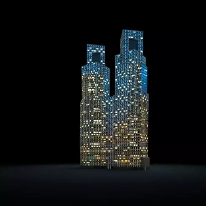 Lightening City Skyscrapers 3D model_0