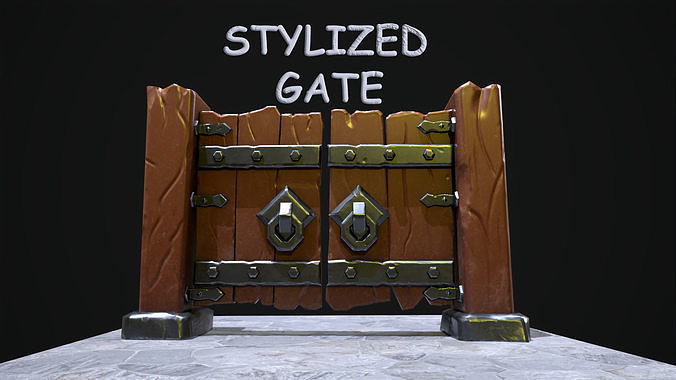 Stylized gate Low-poly 3D model