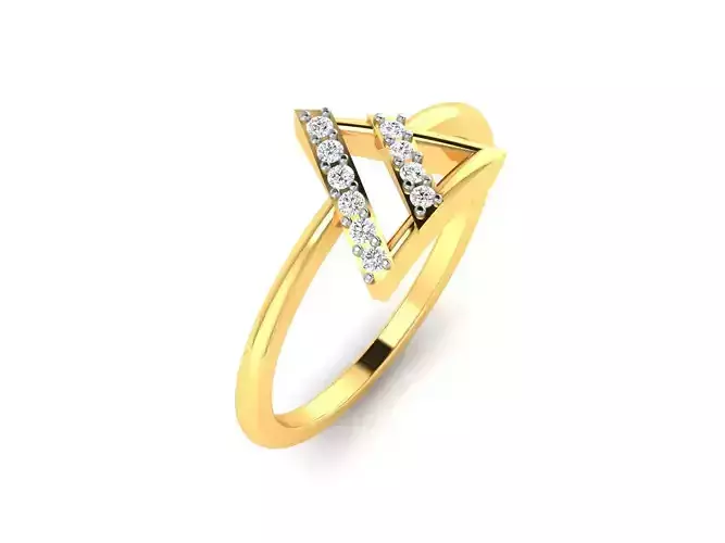 DOC-R8415 diamond triangle ring gold