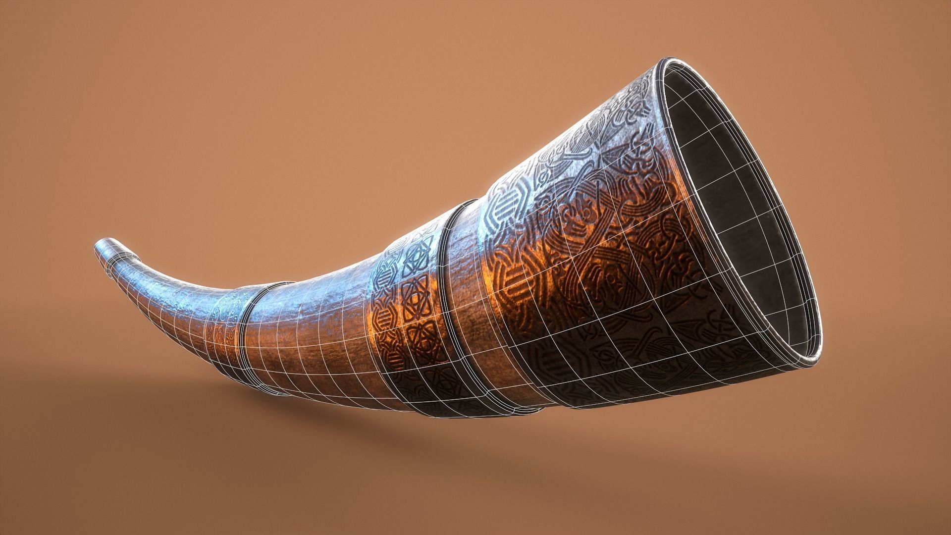 Viking Drinking Horn Low-poly 3D model_10
