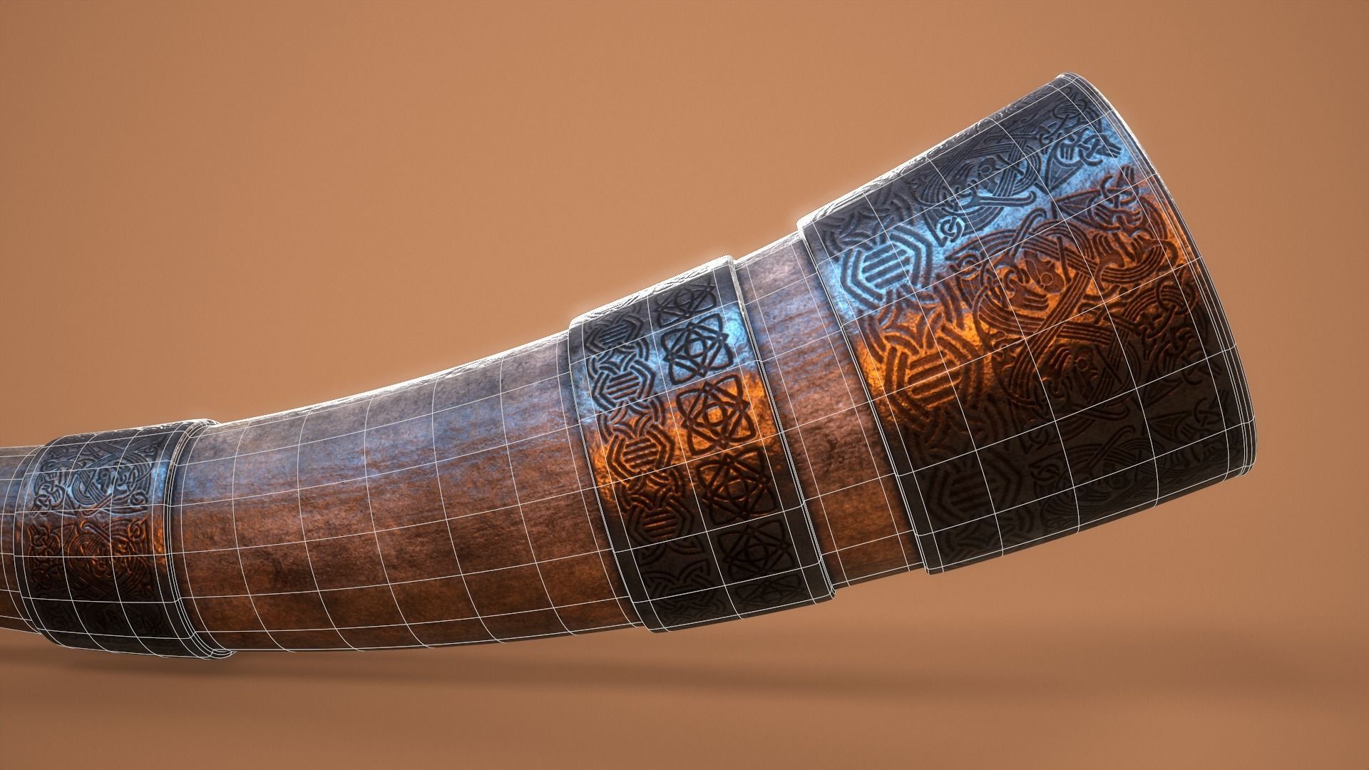 Viking Drinking Horn Low-poly 3D model_12