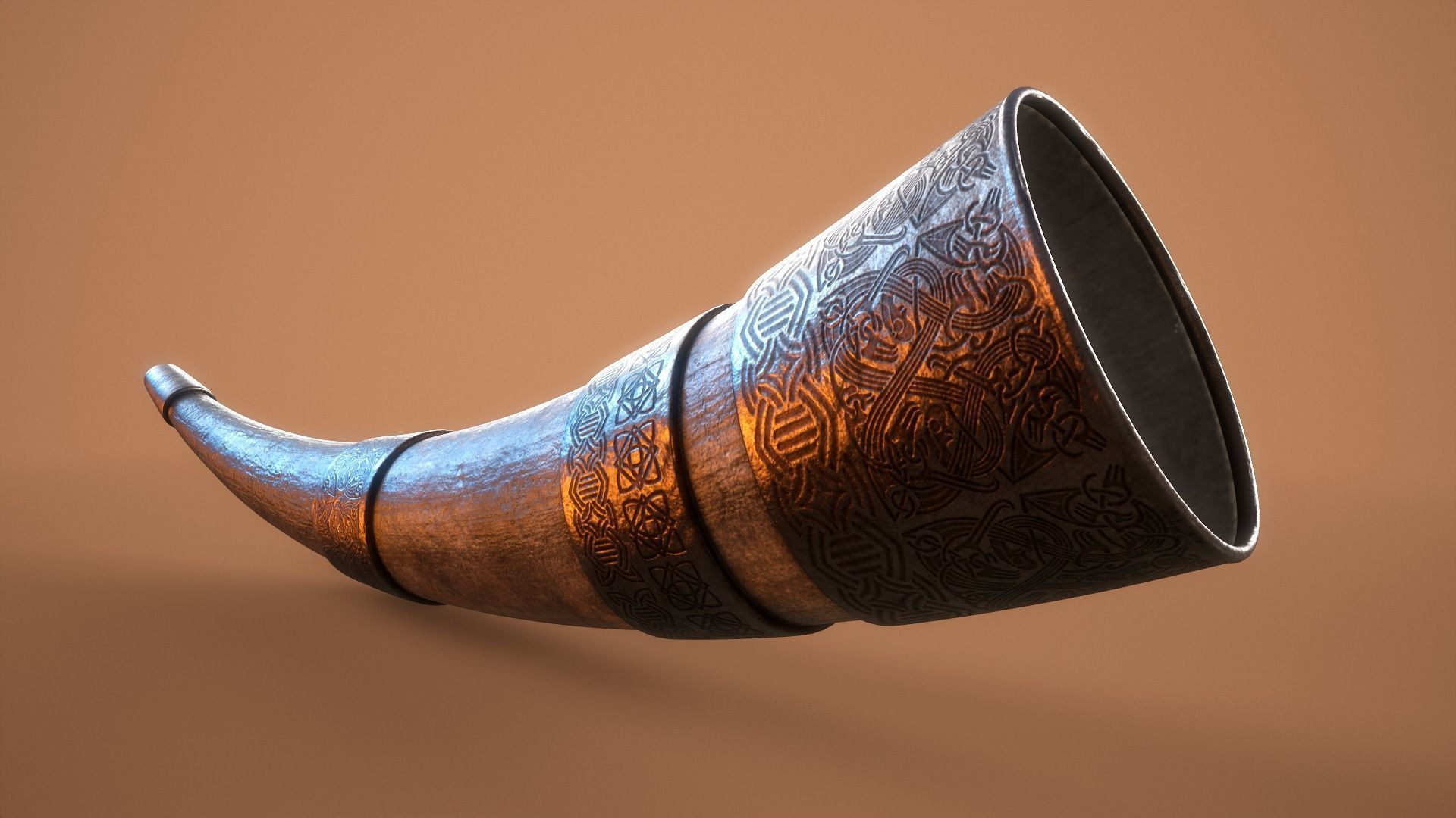 Viking Drinking Horn Low-poly 3D model_3