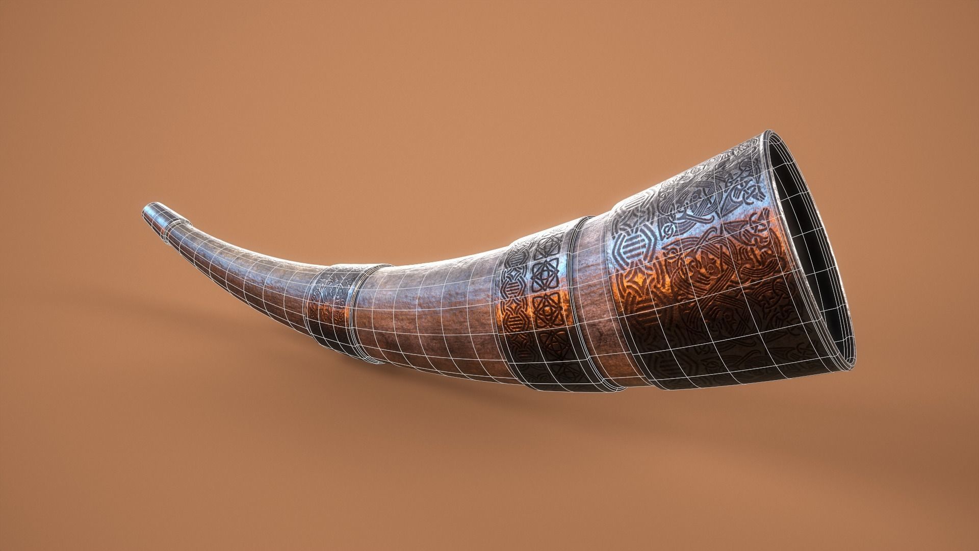 Viking Drinking Horn Low-poly 3D model_7