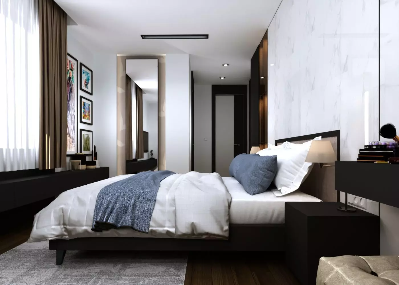bedroom modern with accents 3D model_0