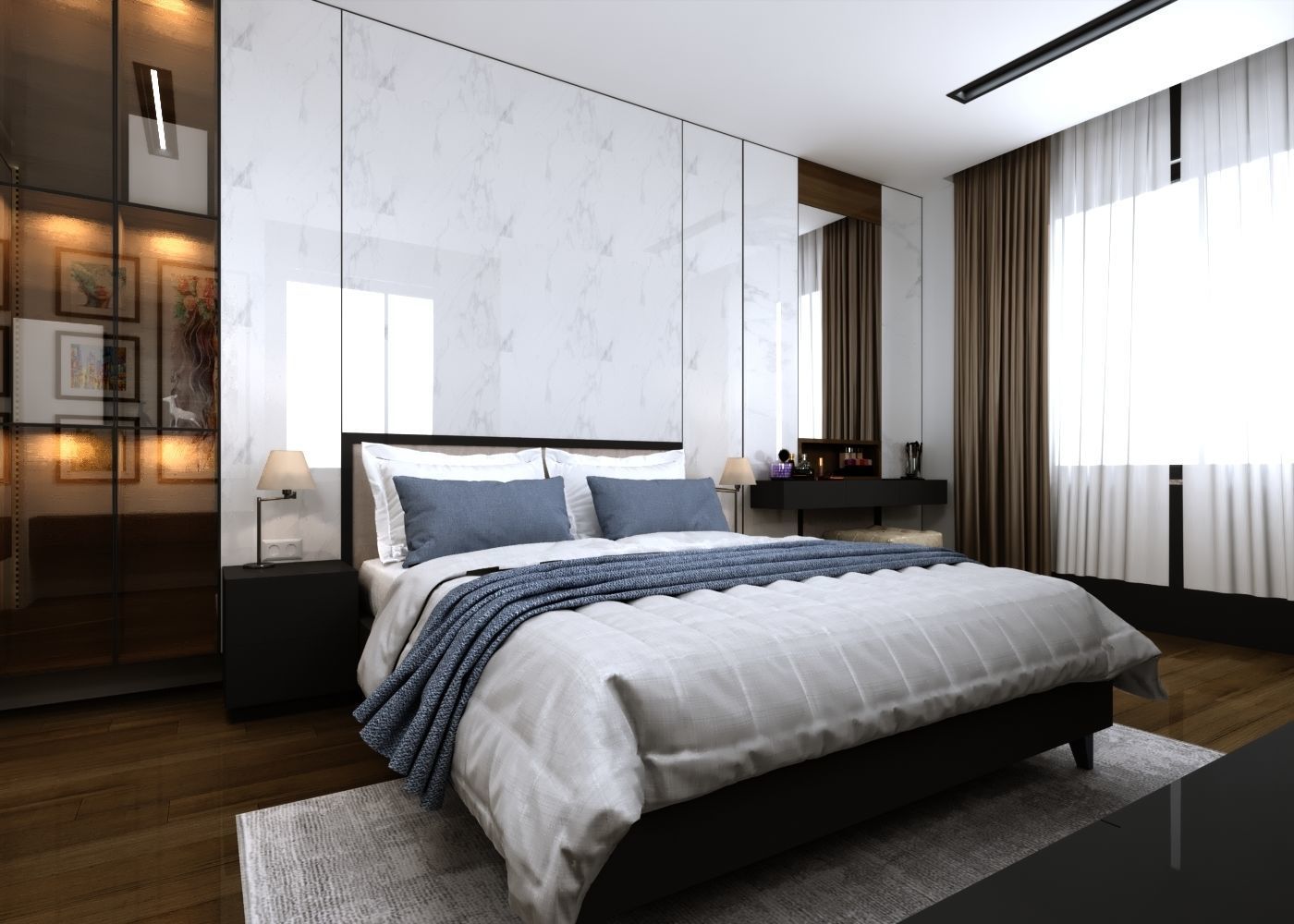 bedroom modern with accents 3D model_1
