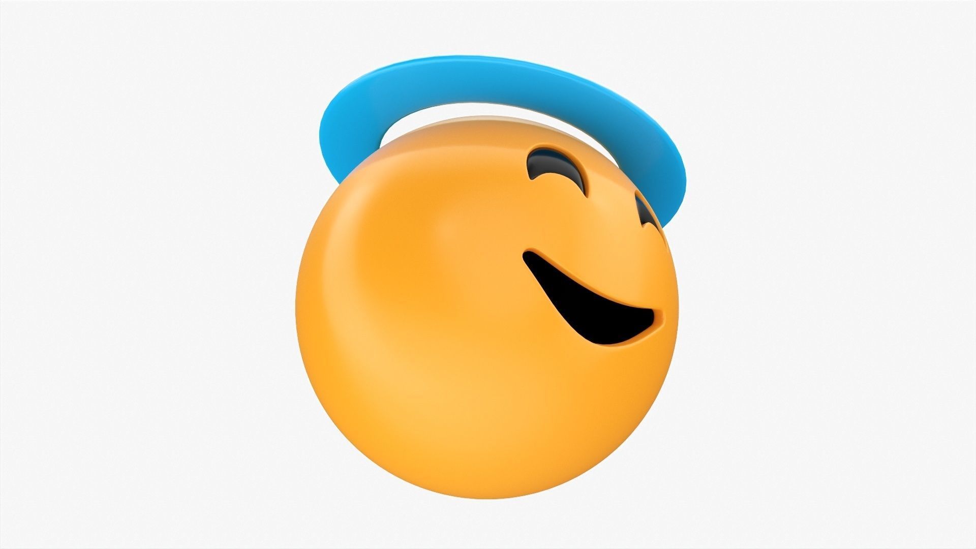 Emoji 047 Smiling with smiling eyes and halo 3D model_4