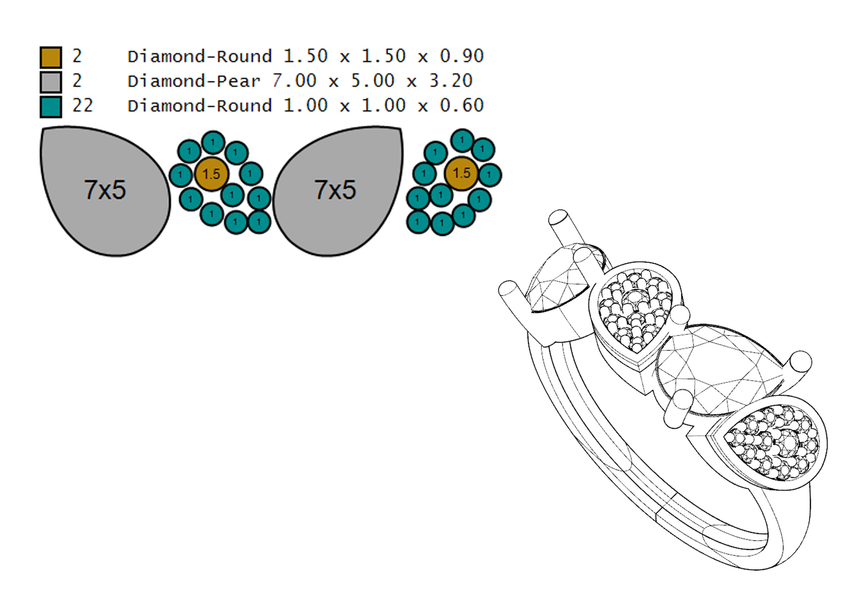 Pear ring 3D print model_7