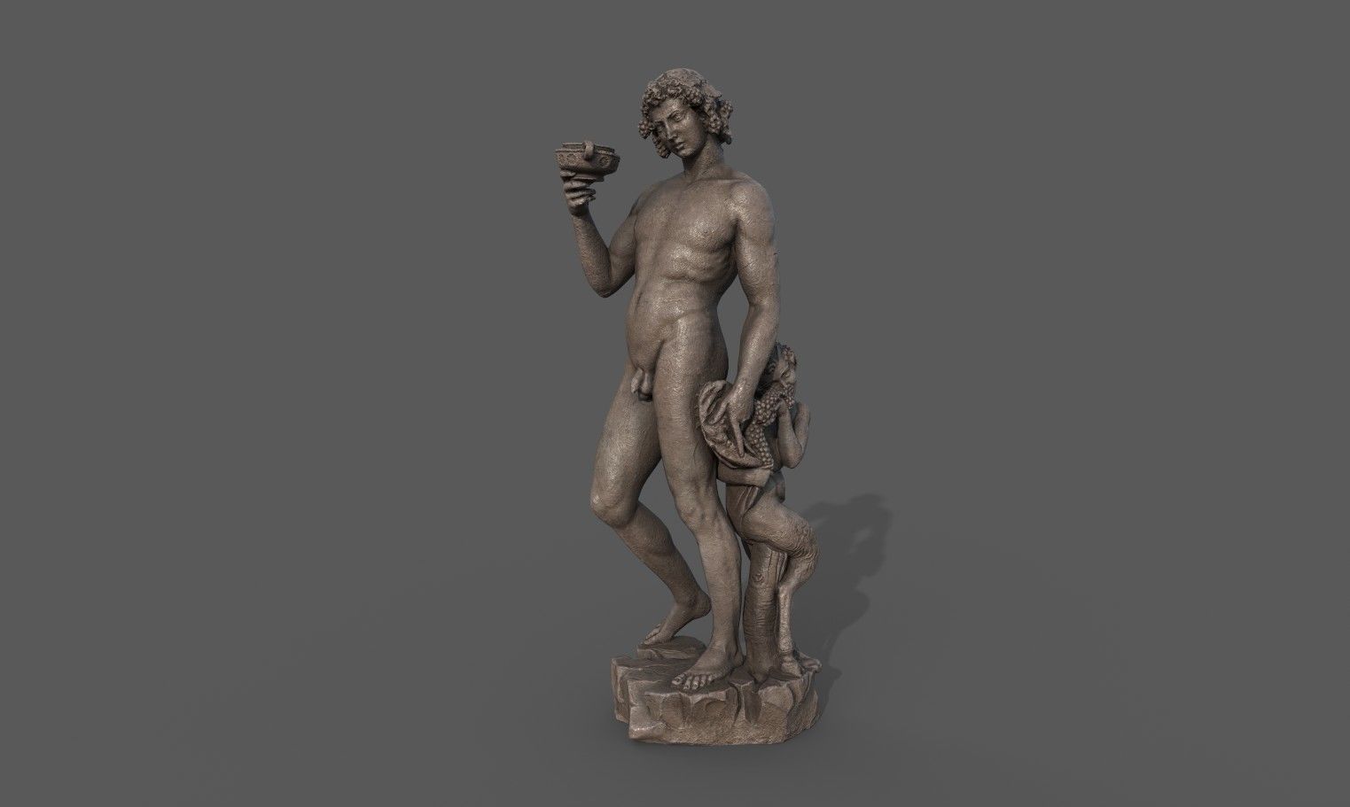 Bacchus statue  Low-poly 3D model_1