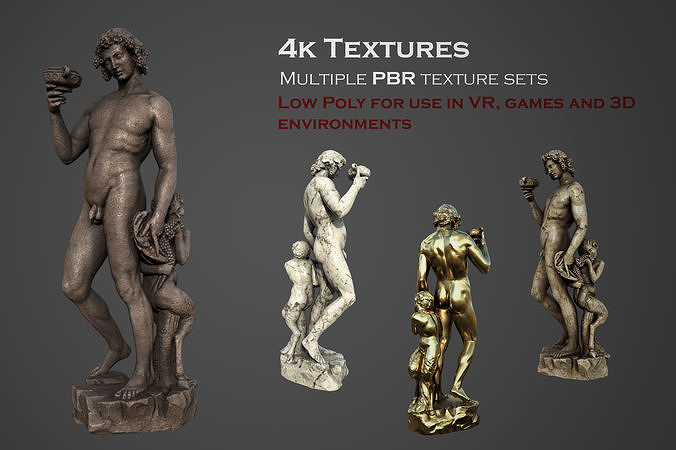 Bacchus statue  Low-poly 3D model