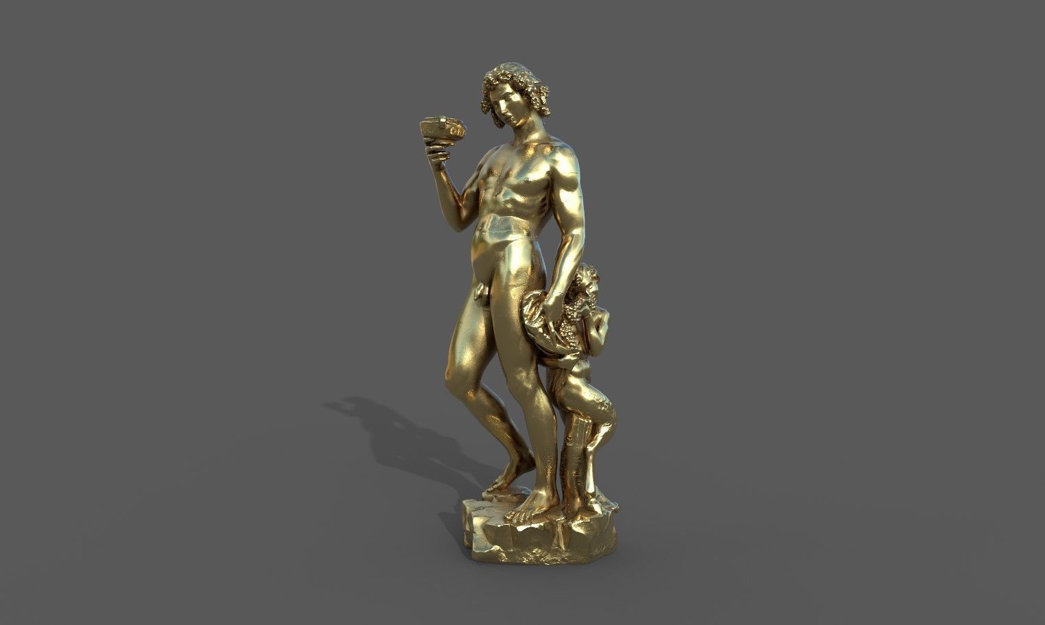 Bacchus statue  Low-poly 3D model_24