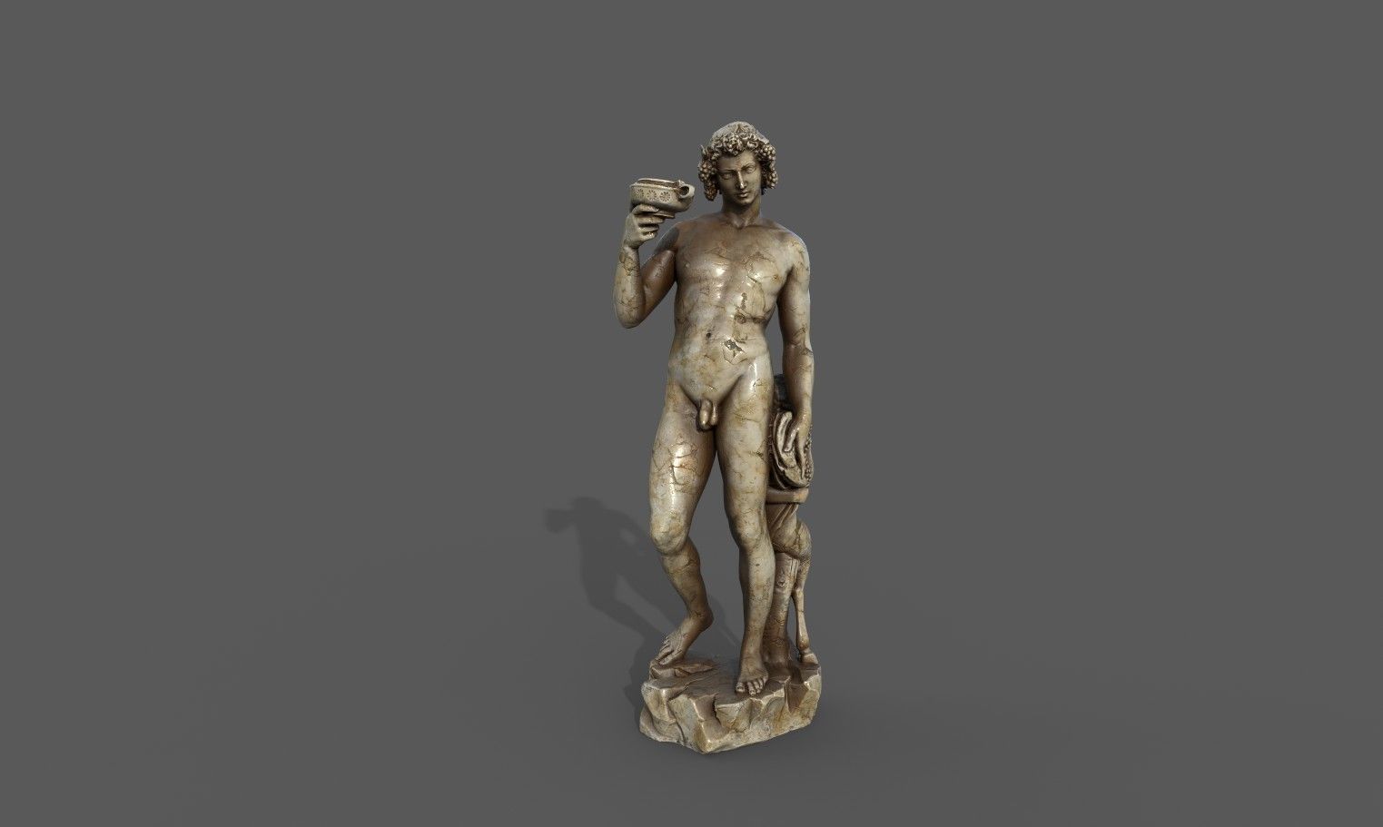 Bacchus statue  Low-poly 3D model_11