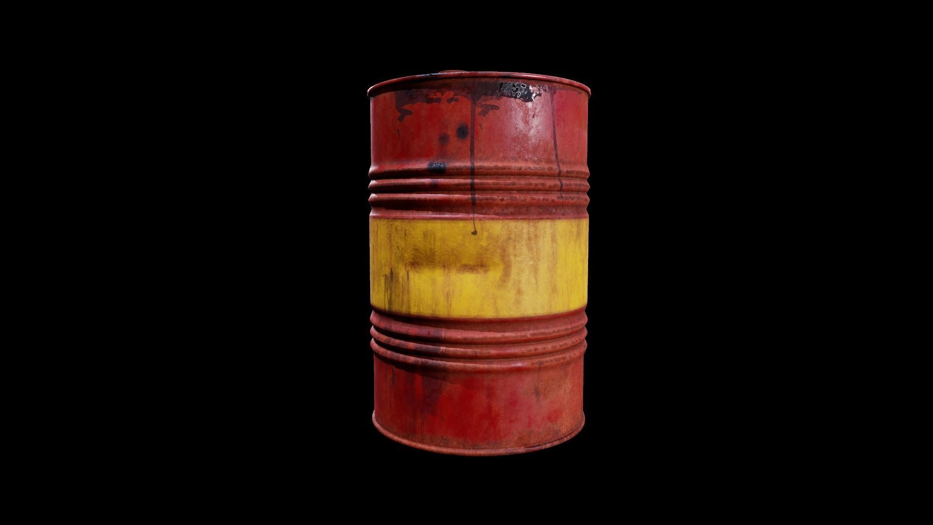  Rusty Oil Barrel - Tutorial Included Low-poly 3D model_4