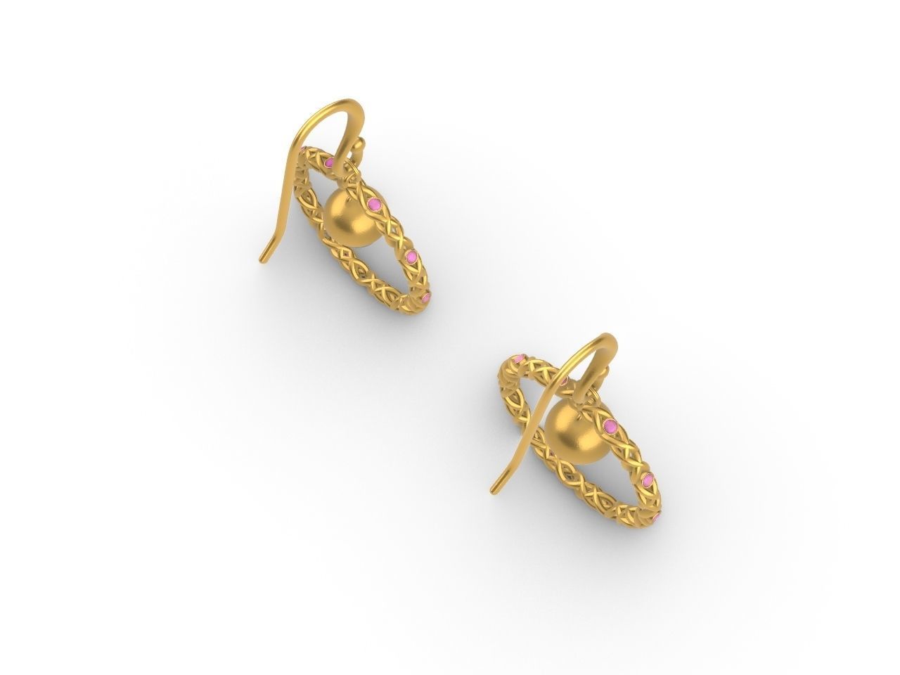 braided hook earrings 3D print model_2