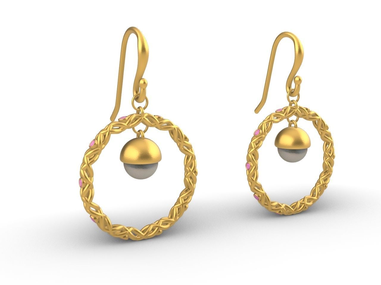 braided hook earrings 3D print model_9