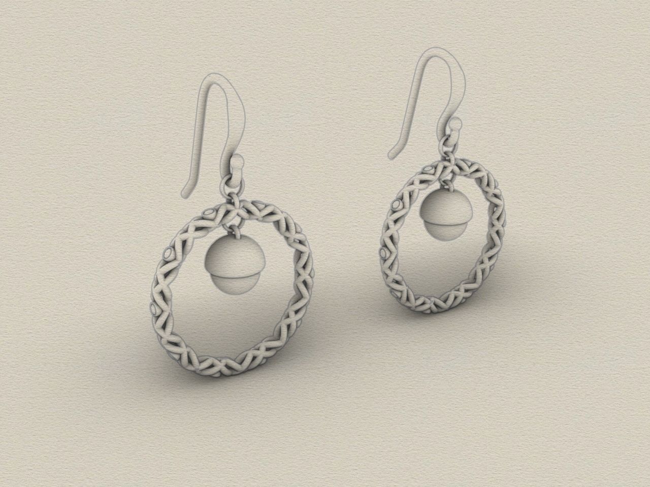braided hook earrings 3D print model_5
