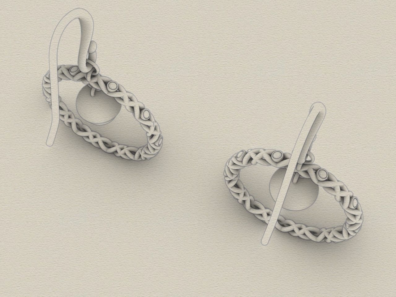 braided hook earrings 3D print model_6