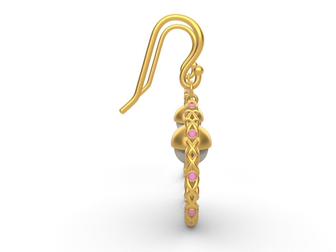 braided hook earrings 3D print model_4