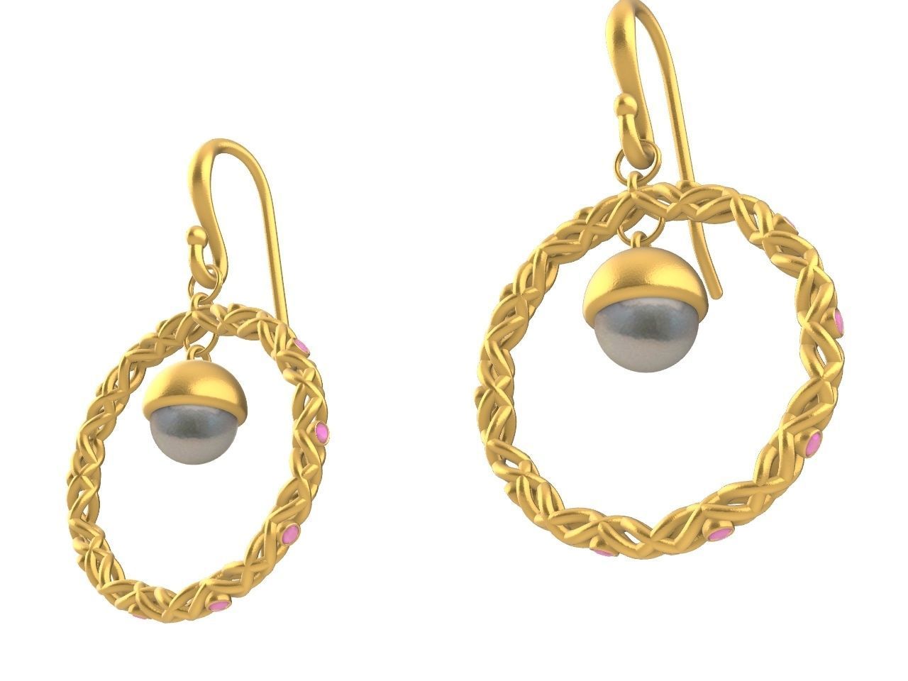 braided hook earrings 3D print model_3