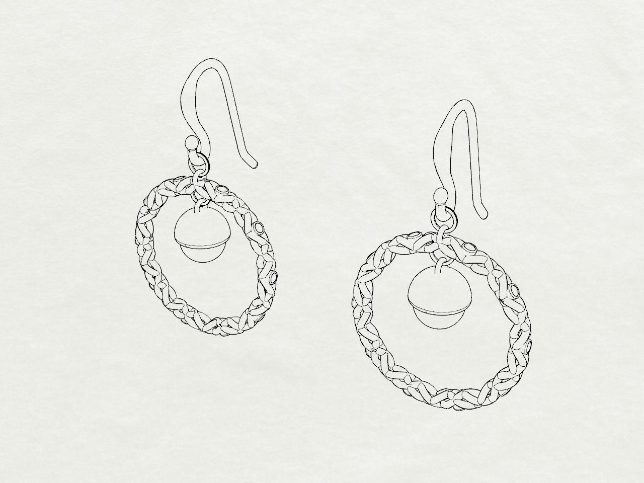 braided hook earrings 3D print model_8