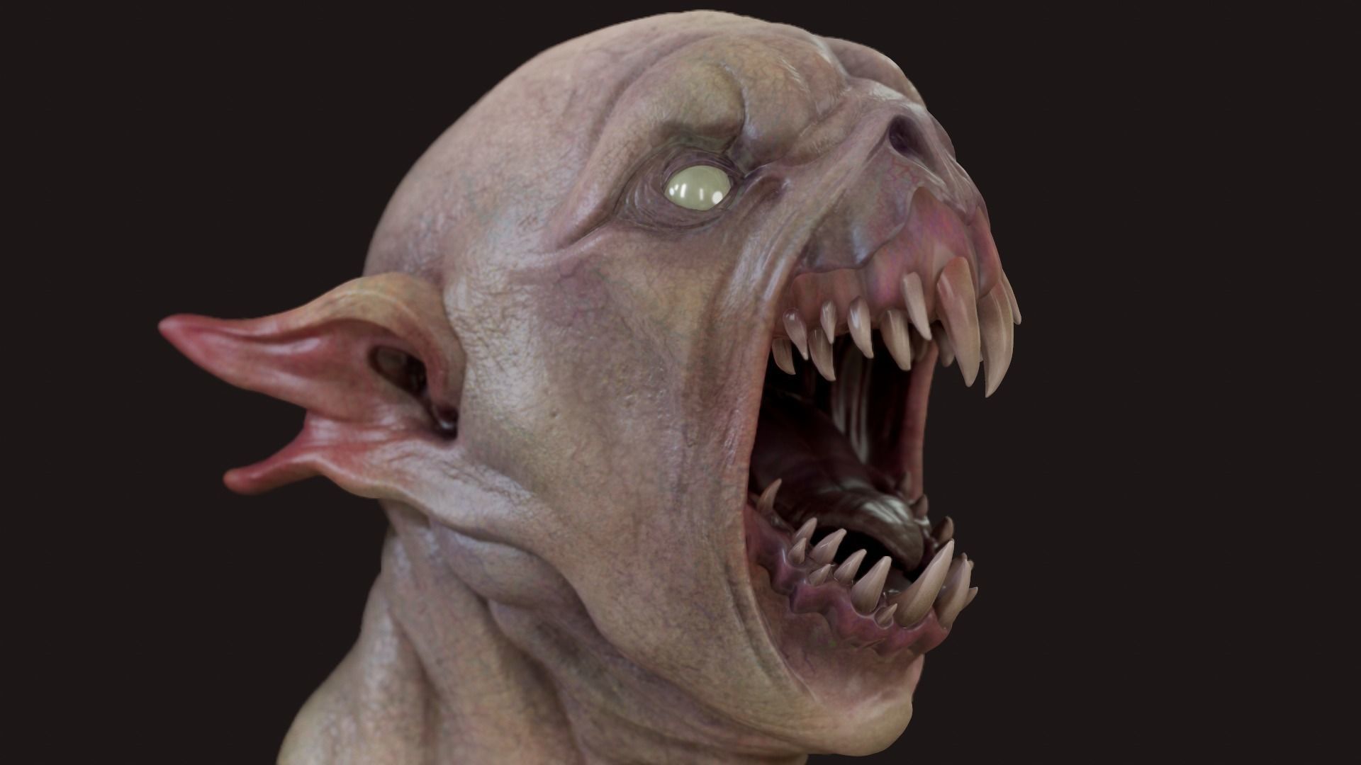 Creepy demon head Low-poly 3D model_2